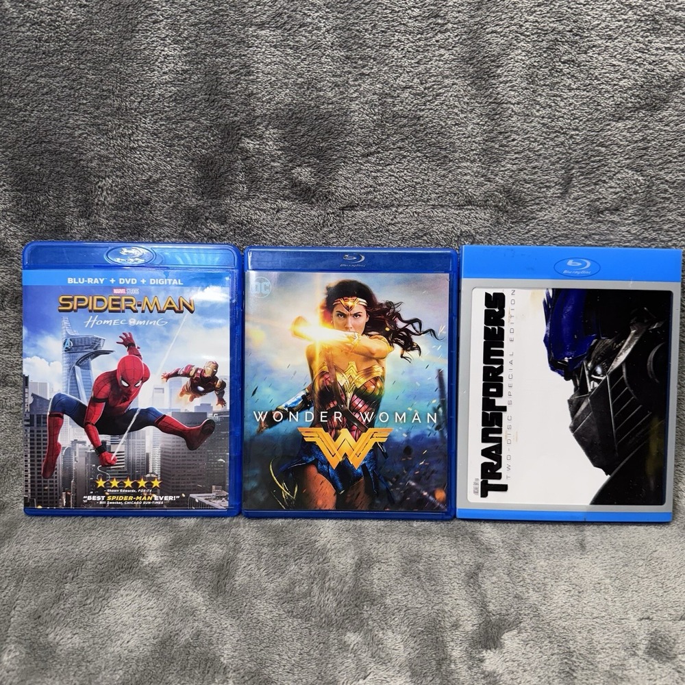 Lot Of Blu Ray Movies Spider-Man Marvel Wonder Woman DC And Transformers